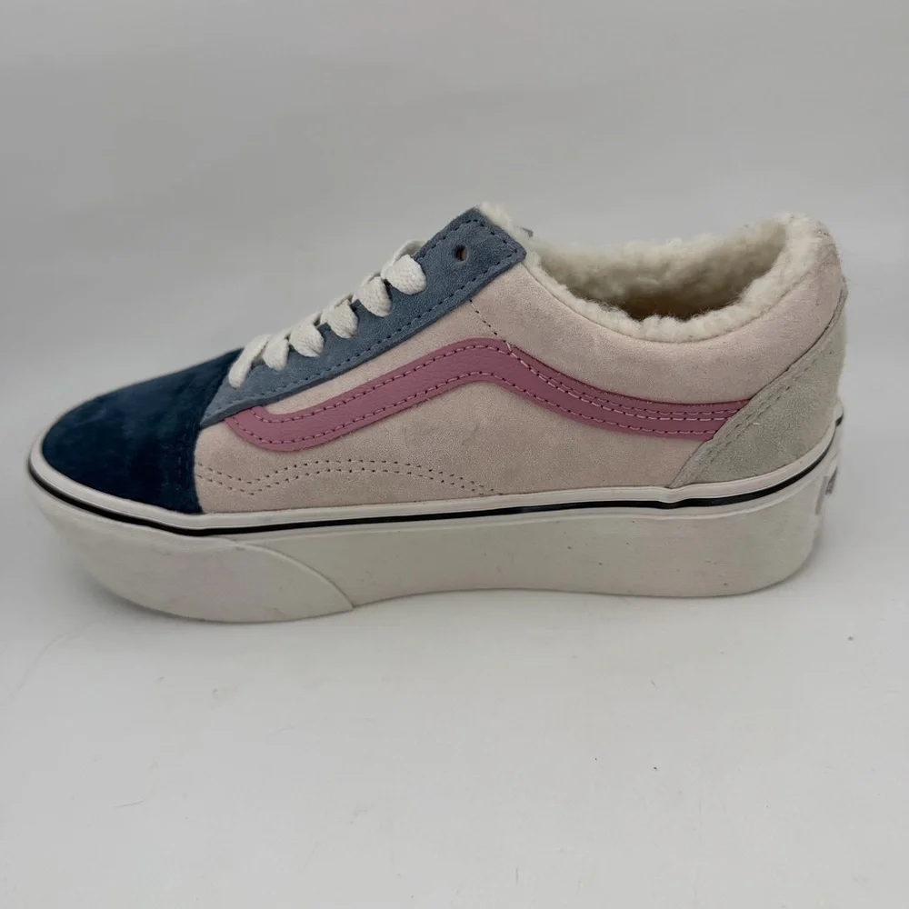 Vans Unisex Old Skool Stackform-SZ 5-Sherpa Trim Platform Shoe Sneakers Pastel